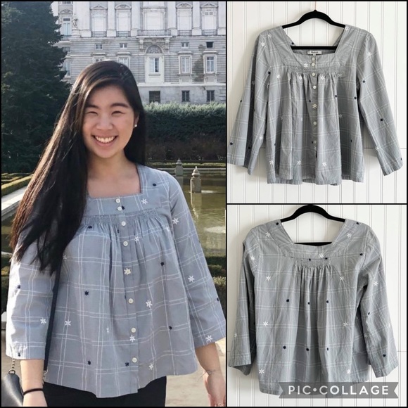 Madewell EmbroideredSwing Blouse Top - Picture 1 of 13